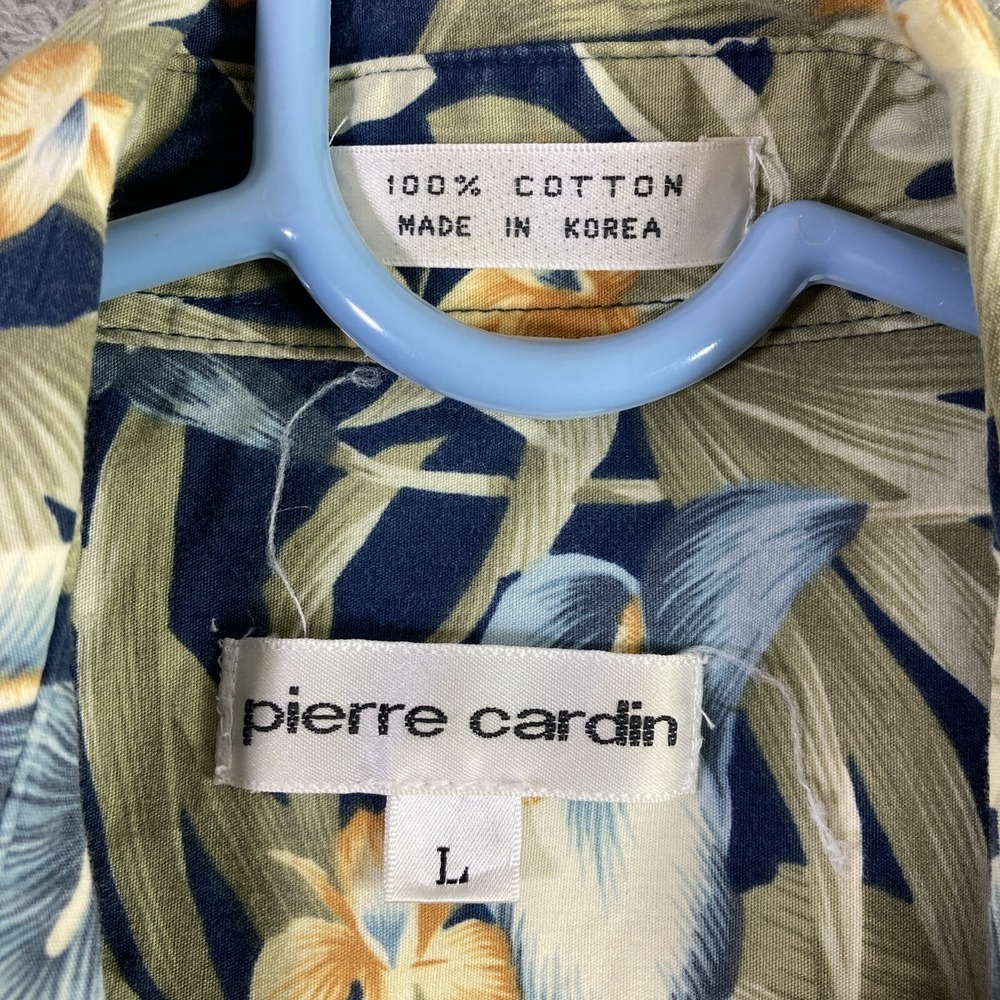 Vtg Pierre Cardin Hawaiian Shirt Men Large All Over Print Floral Button Up SS - Picture 8 of 16